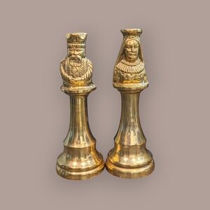 *Rare* Vintage Gold Tone King/Queen Chess Piece Bottle Openers